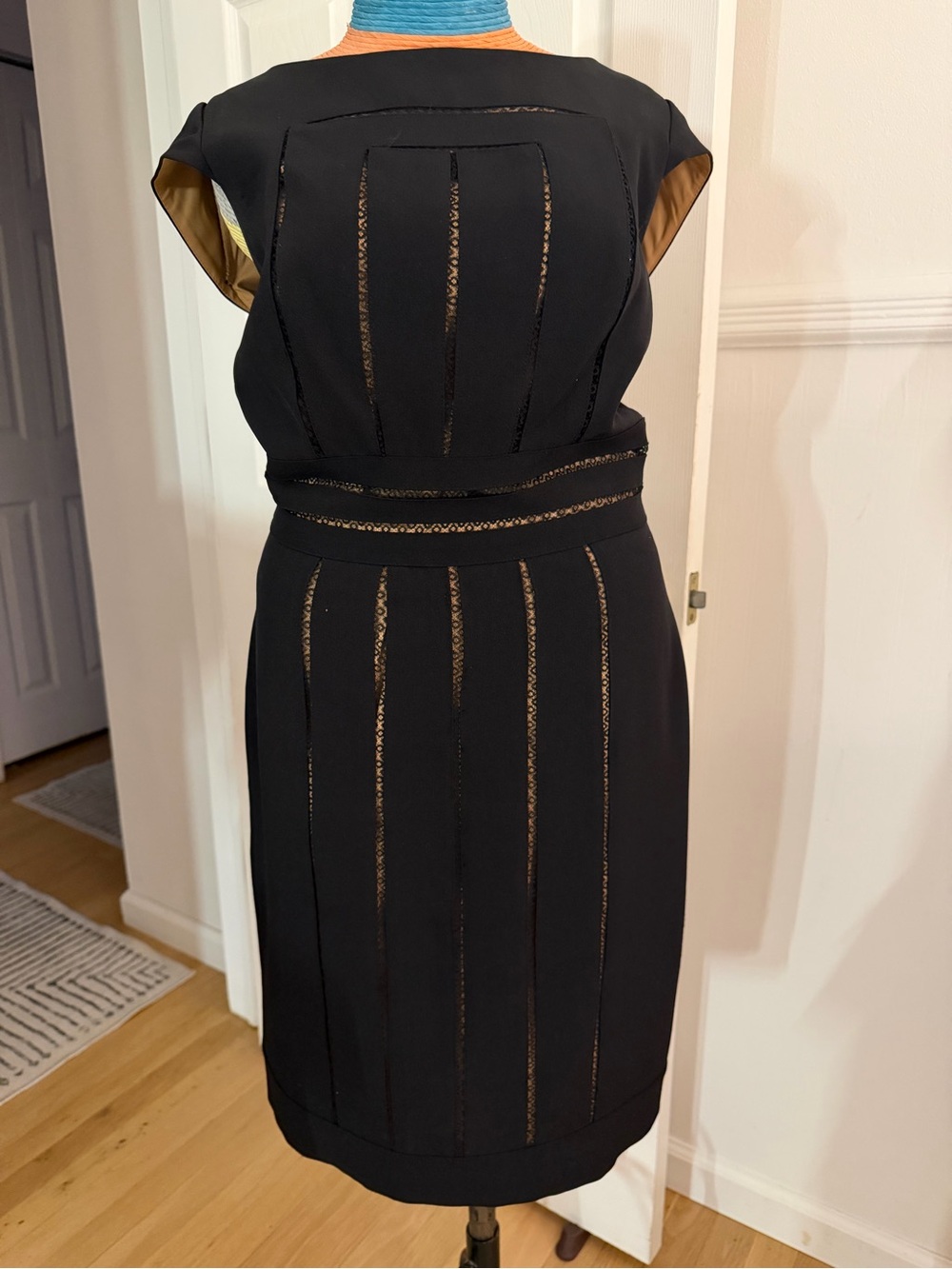 Adrianna Papell Black Dress with Gold Trim